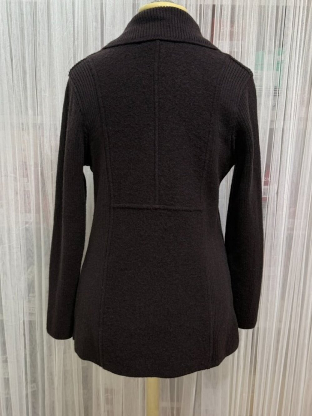 Herman Geist Women's Wool Blazer Jacket Brown Size Medium 3 Button Knit - Picture 5 of 11